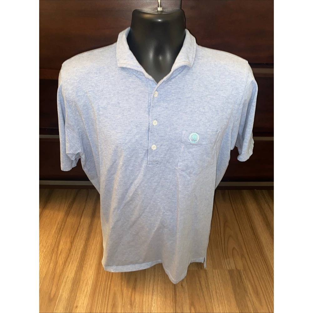 B. Draddy Polo Shirt Mens Size Large Blue Pima Cotton Stretch Golf